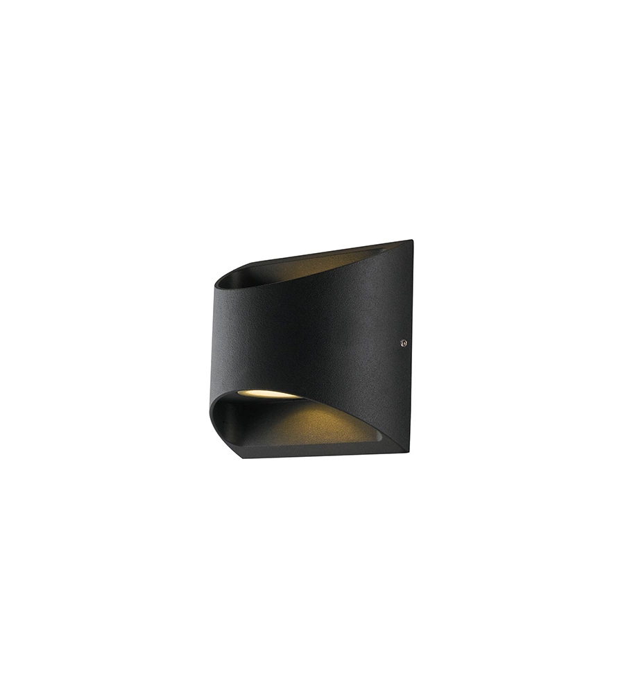 Applique a led "veyron" in alluminio goffrato nero, 12,3x13x6,9 cm